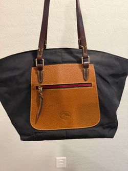 Dooney and Bourke Leather Pocket and Black Nylon Shopper Zipper Tote Bag