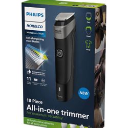 BRAND NEW IN BOX Philips Norelco Multigroom Series 5000 18 Piece, Beard Face, Hair, Body and Intimate Hair Trimmer for Men - NO BLADE OIL  Power Sourc