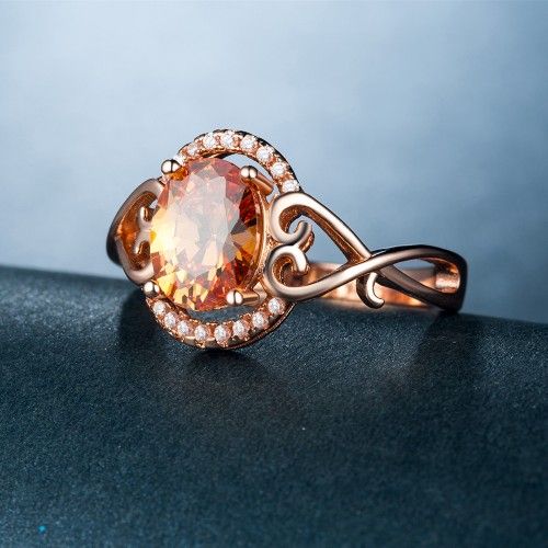 "Elegant Champagne Wedding/Engagement Rose Gold Ring for Women, VIP084
  