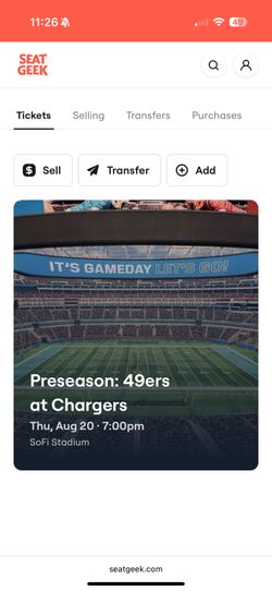 49Ers @Chargers Preseason Tickets