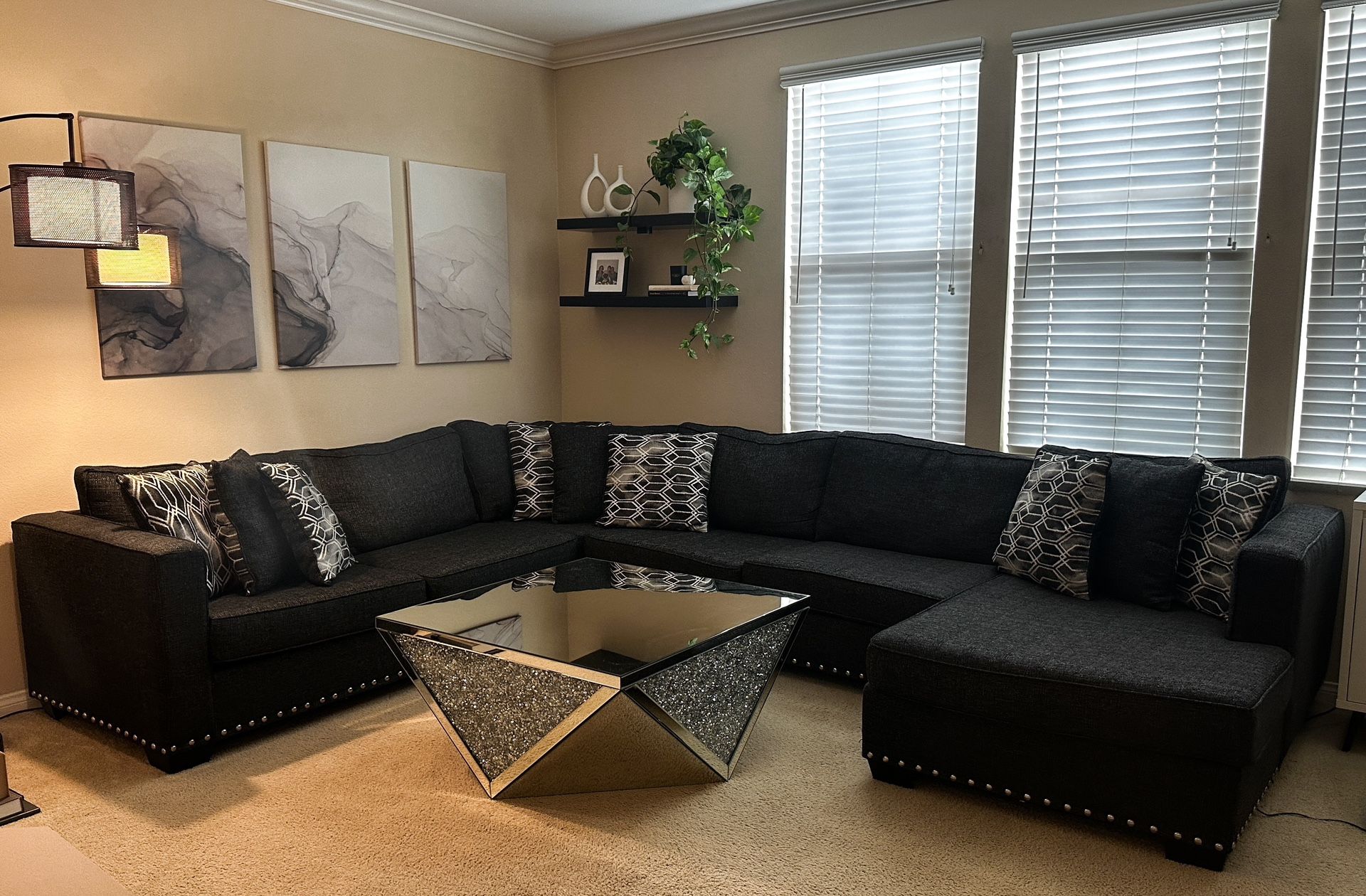 Sectional Couch + Coffee Table Set