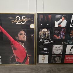 2 Michael Jackson Framed Posters-50 Years King Of Pop-25 Anniv. Thriller 20x16