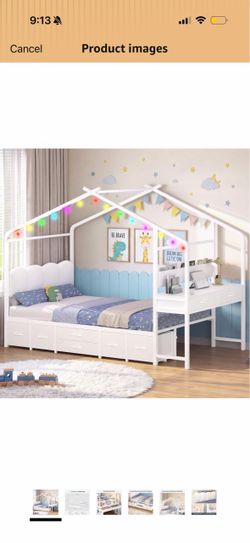 NEW IN BOX Twin House Bed w/ Desk, Storage Drawers & Headboard