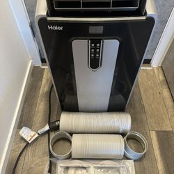 Haier 14k BTU Dual‑Hose AC + Heater w/ Remote, Manual & New Vent Kit