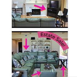 Leather Couch & Ottoman | Cabinet | Side Table