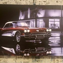 36x13 Chevrolet Corvette night diner LED light up wall art