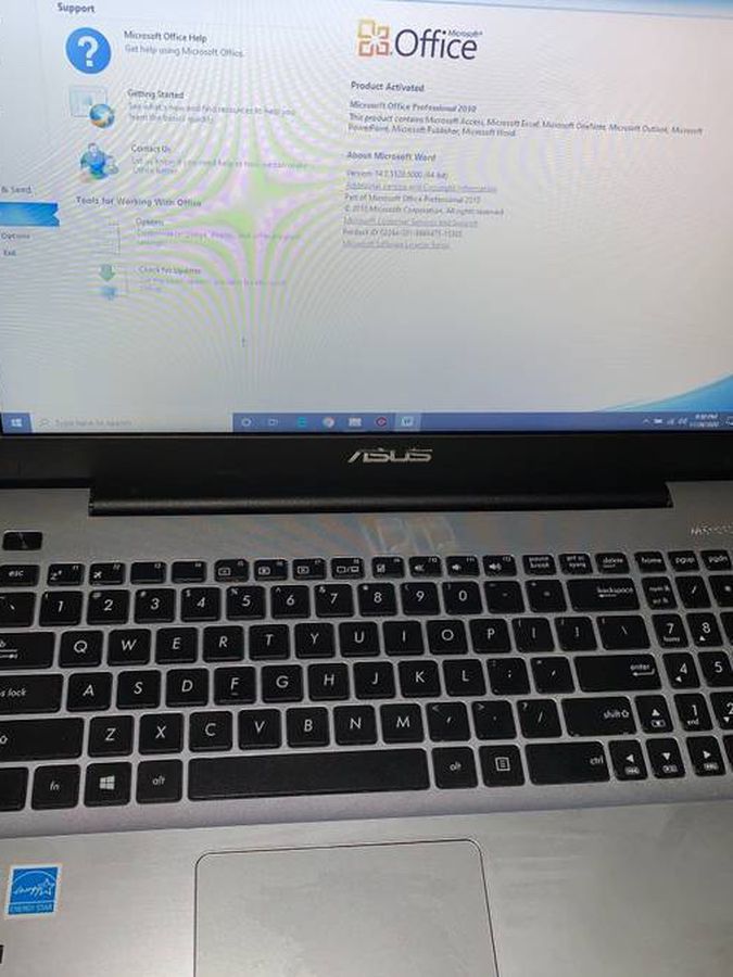 ASUS Laptop i7 Core 5th Gen 256 GB SSD Office Pro