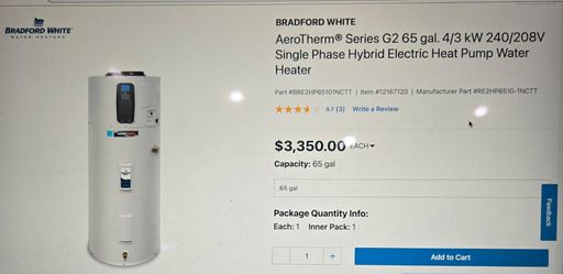 WATER HEATER 65 GAL.