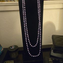 Vintage 59" Faux Purple Pearl Necklace