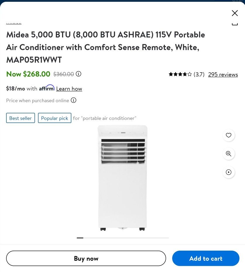 Midea 8000 Btu Portable Air Conditioner 