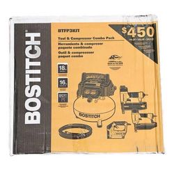BOSTITCH BTFP3KIT Air Compressor Brad & Straight Nailer Stapler 3-Tool Combo Kit