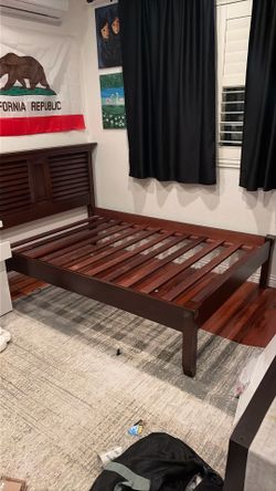 Wooden Bed Frame & Dresser Set