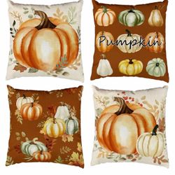 Fall Pumpkin Throw Pillow Covers Set of 4