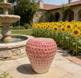 Set of 2 Strawberry Fruit Stool 13.4" Resin Side Table Multi-Purpose Plant Stand Garden Stool