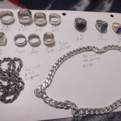 Silver Rings And Silver Bracelet 9.25