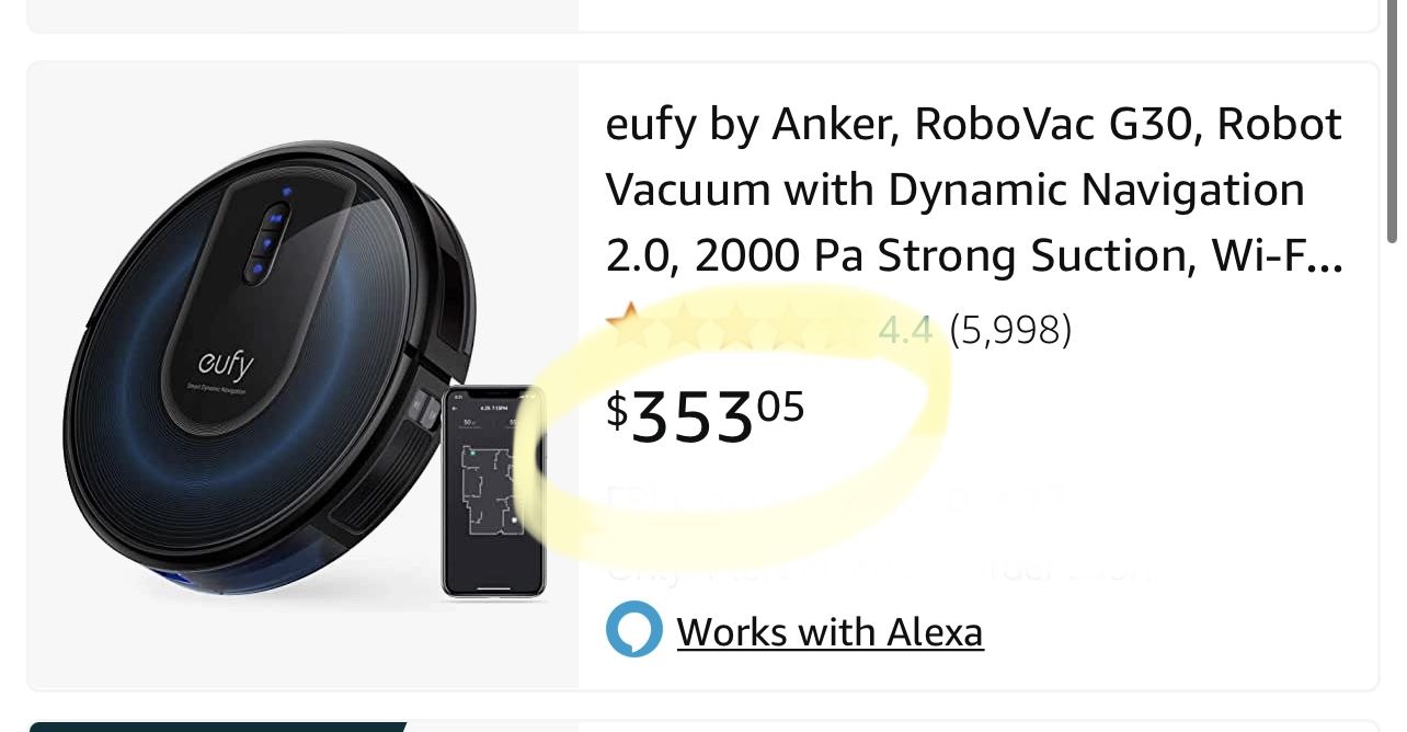 eufy by Anker, RoboVac G30, Robot Vacuum with Dynamic Navigation 2.0, 2000 Pa Strong Suction, Wi-Fi, Compatible with Alexa, Carpets and Hard Floors, I