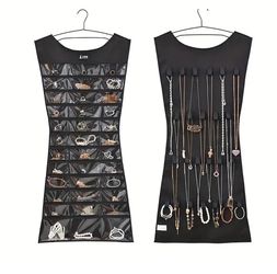 Large hanging jewelry holder, 2 sided, clear pockets, jewelry organizer New