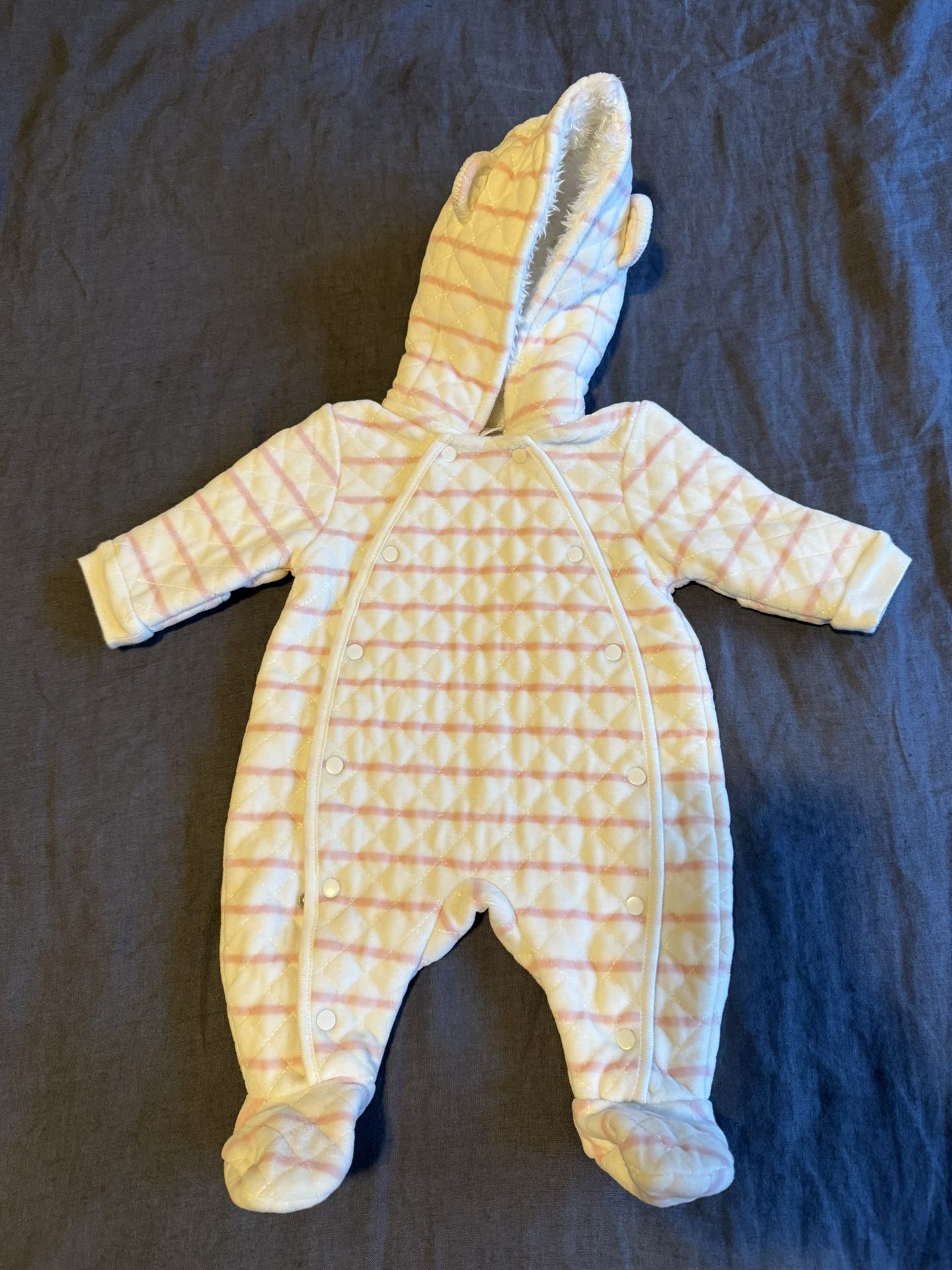 Newborn Baby Hooded Footed One-Piece For Baby Girls