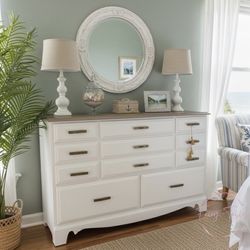 Coastal Style Solid Cherry Dresser - Off White and Natural Cherry Refinish