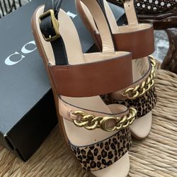 Coach Heather Sandals Sz 8 B Animal Print G4777