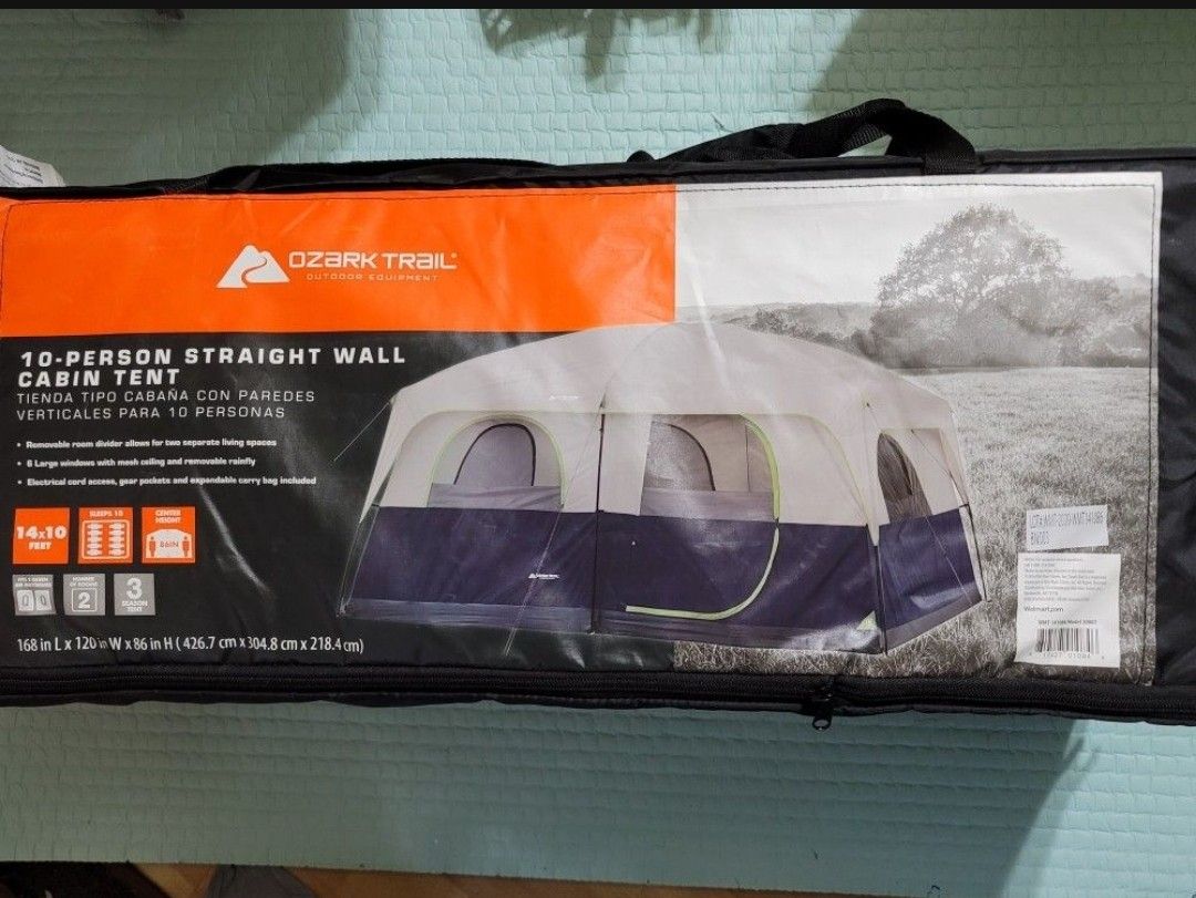 Ozark Trail 10-Person Straight Wall Cabin Tent Brand New