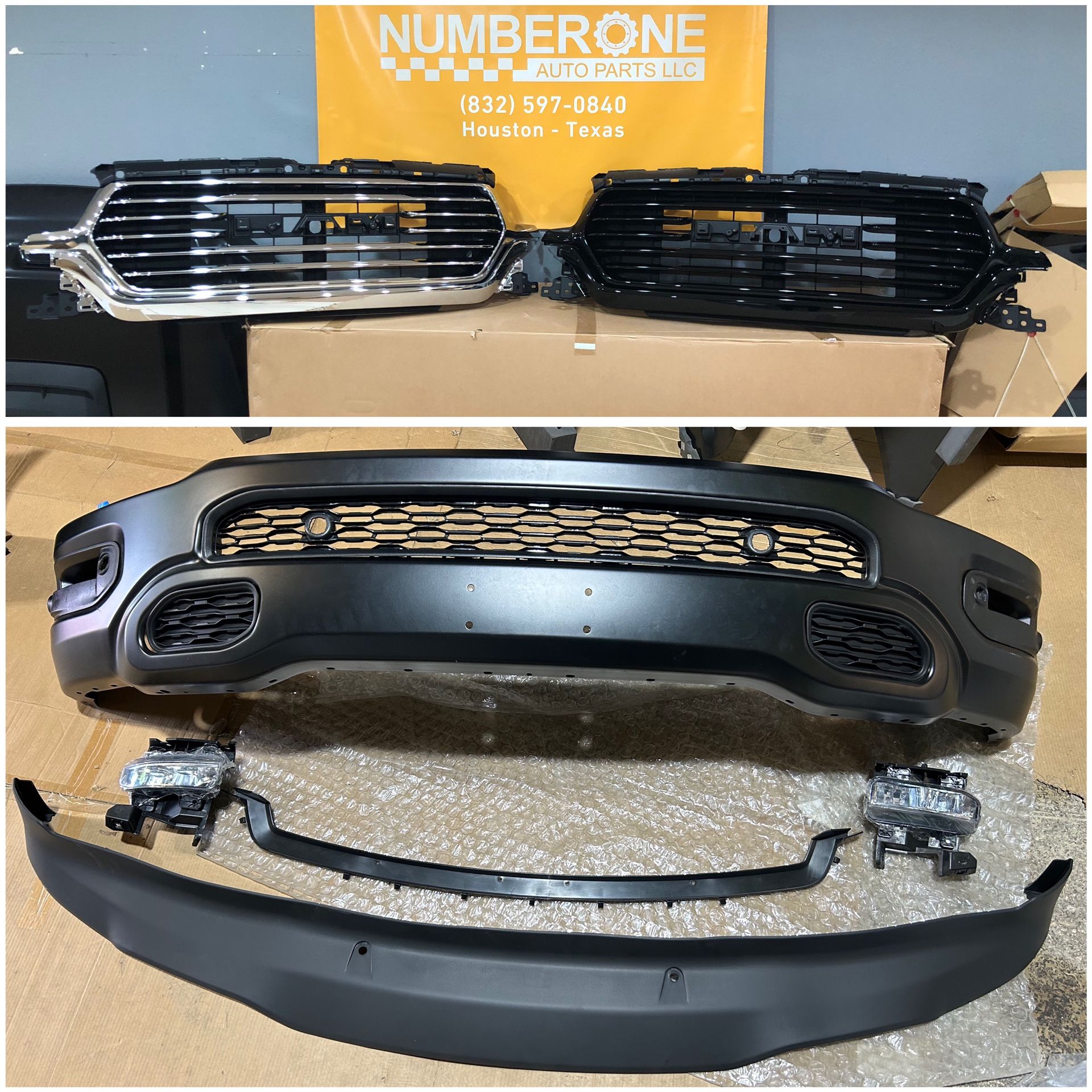 RAM PARTS HOOD COMPLETE BUMPER GRILLE ALL STYLE 2019+ New body style BLACK & CHROME