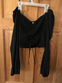 Forever 21 Off-Shoulder Crop Top With Ruched Tie Size Medium