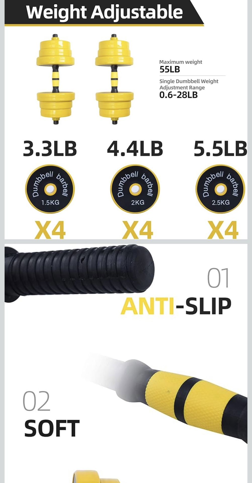 2 in 1 Adjustable Dumbbell/Barbell/Exercise/Workout