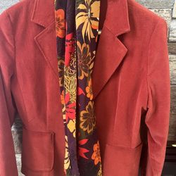 Women’s blazer-Size medium-corduroy -Rust color 