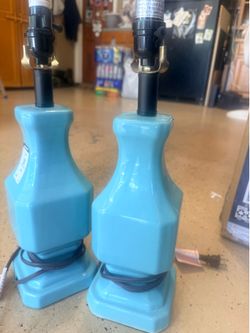 vintage 1980s or Mid-Century style glazed ceramic table lamps