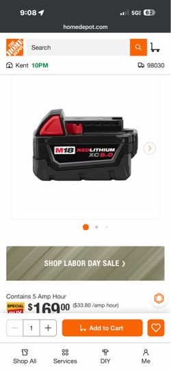 Milwaukee m18 XC5.0 ah battery