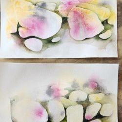 Watercolor Painting "River  Rocks" 7.5"x11"