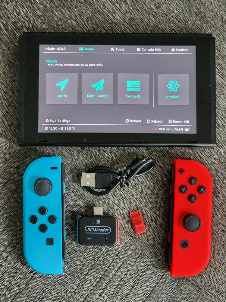 Nintendo Switch - Unpatched V1, 256GB SD Card Fully Loaded, RCM Loader And Jig