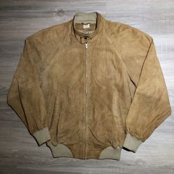 bonwit teller vintage jacket size 40 brown leather bomber made in Italy. 