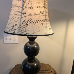 Black Lamp With French Inspired Lamp Shade 28.5"