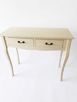 Beige  Wood Console Table with Two Drawers