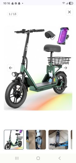 Hiboy Q2 Adult Electric Scooter with Seat & Phone Holder – 500W Motor, 22mi Range, 14" Wheels, Dual Suspension, Neon Lights, Foldable for Commute, For