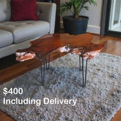 Solid Elm Burl Coffee Table – Live Edge – Free Delivery