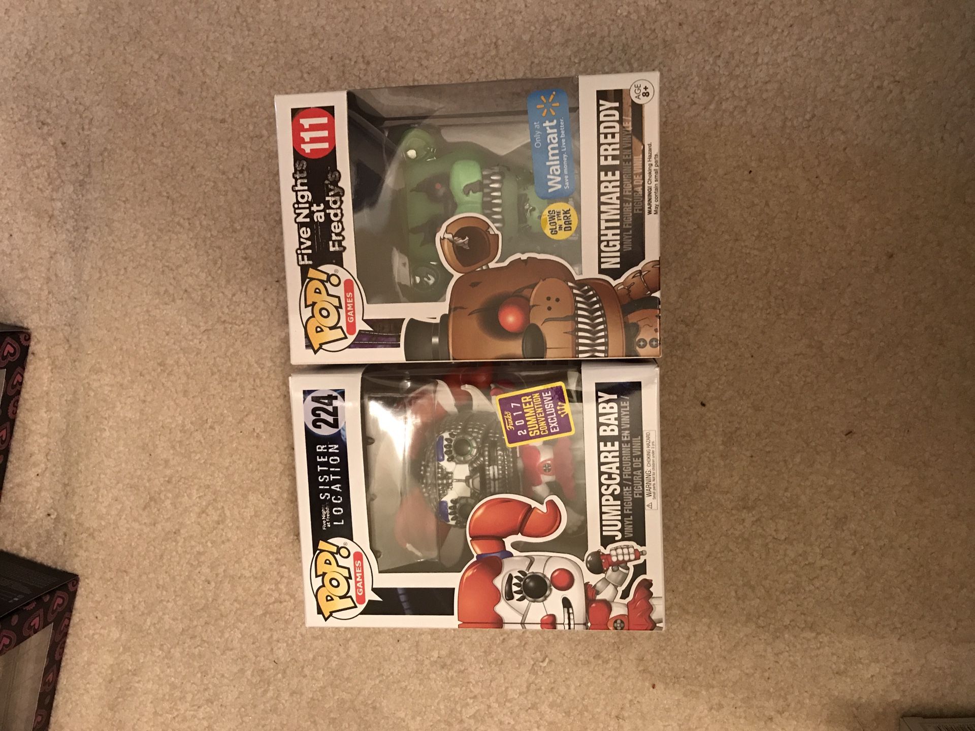 Funko pop exclusives five night at Freddy's jumpscare baby nightmare freddy