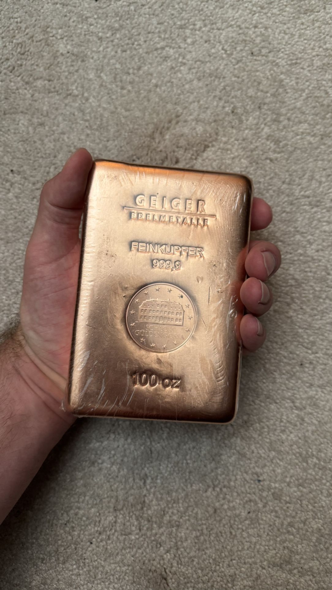 100 Oz Copper Geiger Bar 