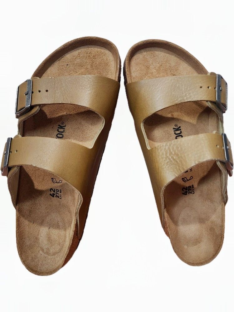 NEW Birkenstock Arizona Leather Sandals - Faded Khaki Size EU 42 | US M9 L11 w/o Tags and box