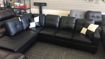 Black n White sectional faux leather
