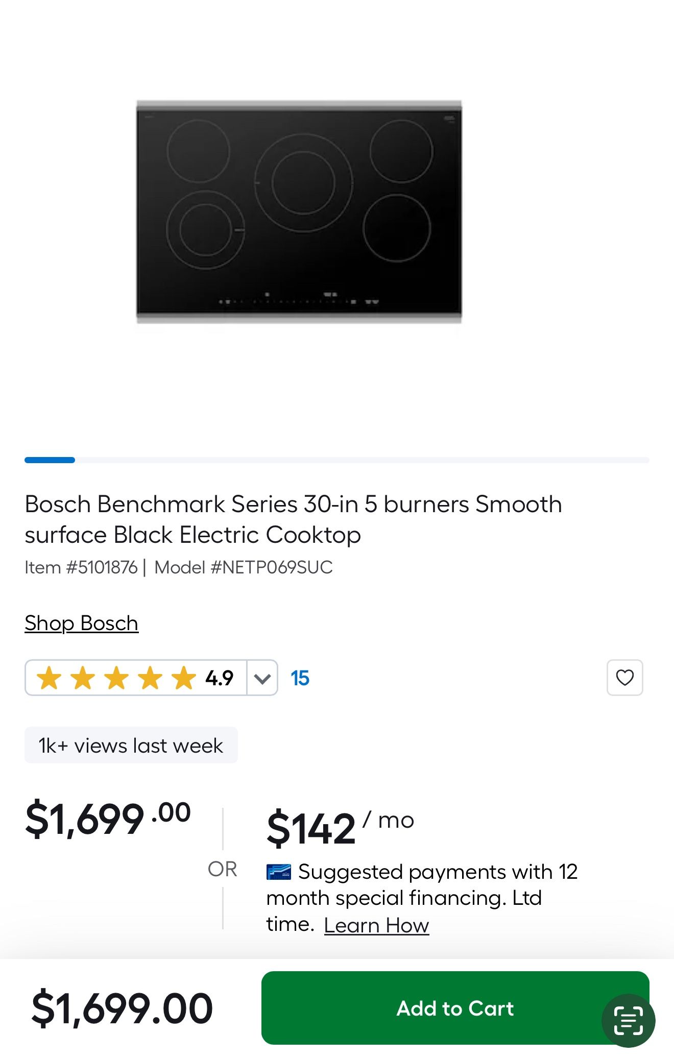 Bosch 5 Burner Electric Stove Top 