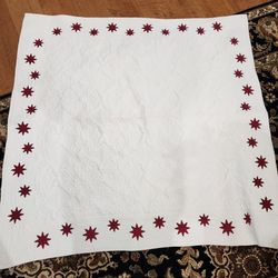 Lovely Lap Quilt...White with Red Stars...Perfect for the Holidays...Excellent Condition