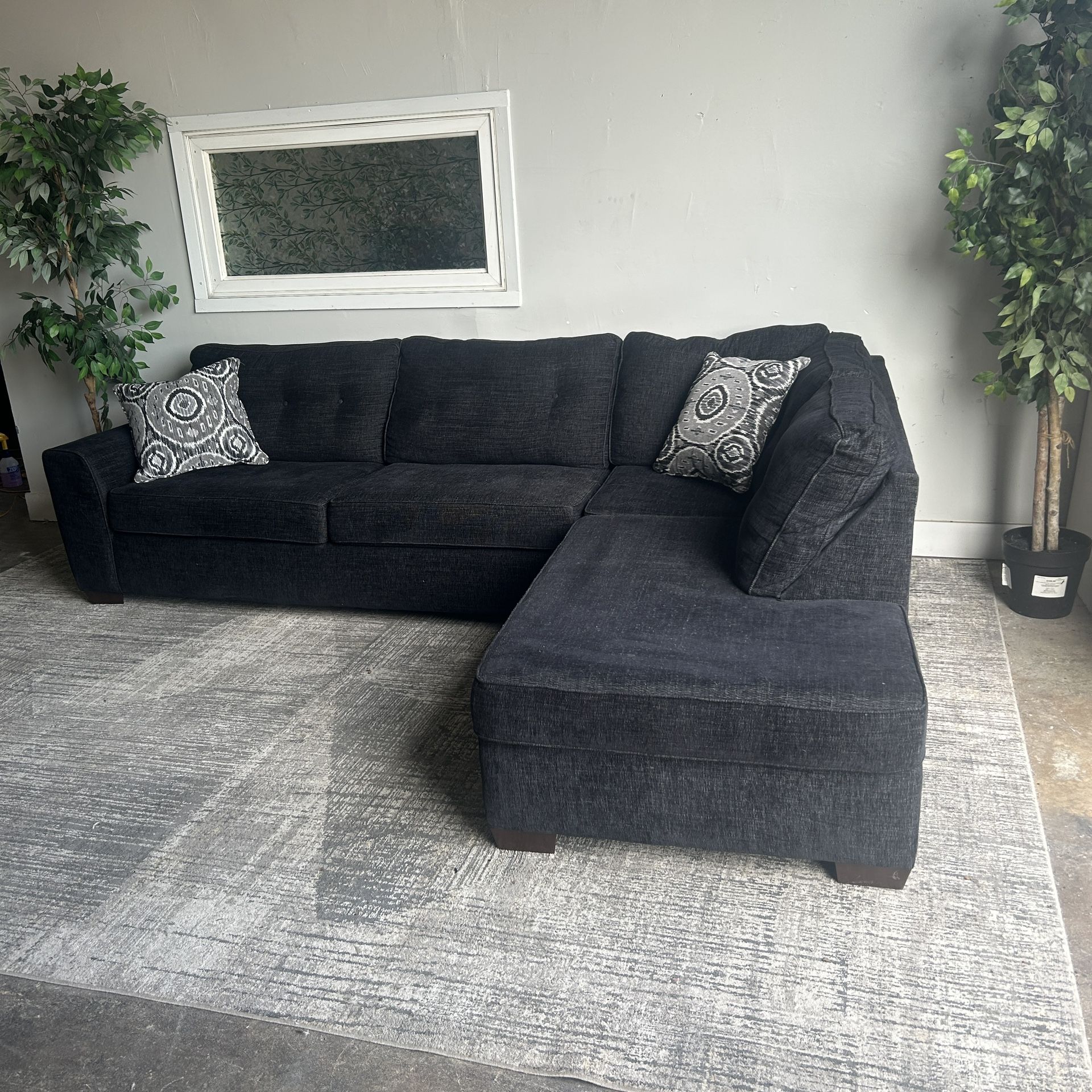 Black Sectional Couch - Free Delivery