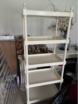 Pair of White 5-Tier Decorative Shelves