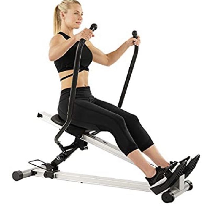Sunny Health &amp; Fitness Incline Full Motion Rowing Machine Rower with 350 lb Weight Capacity and LCD Monitor