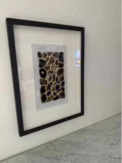 Framed Agate Stone with Gold Metallic Accents