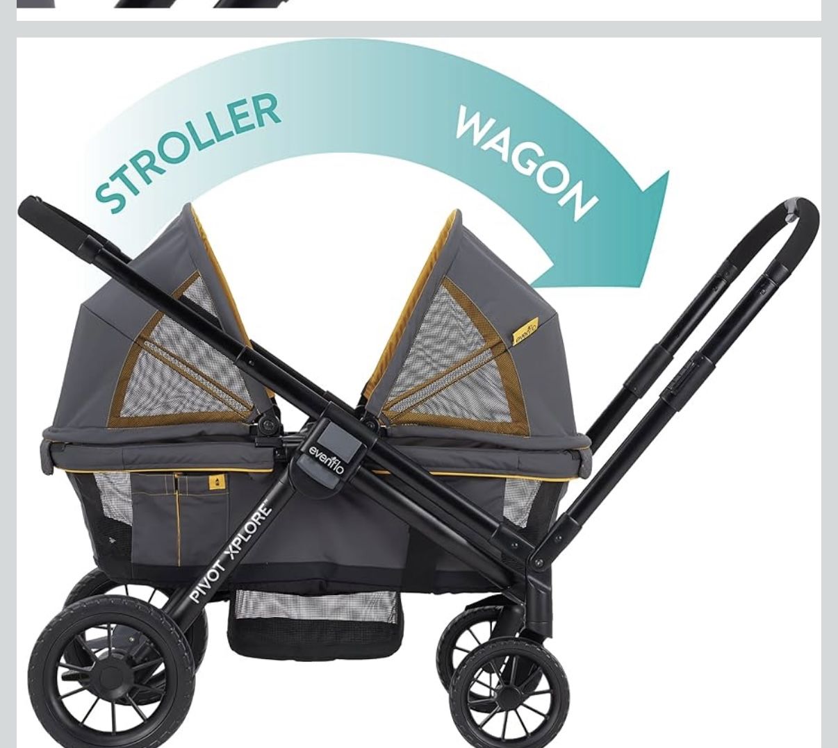 Wagon Stroller for 2 Kids, All-Terrain with Removable UV-Protection Canopy, Adjustable Push/Pull Handle This stroller is for kids that can sit like