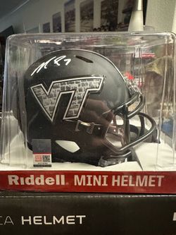 Michael Vick Signed Virginia Tech Riddell Speed Alt Mini Helmet Beckett